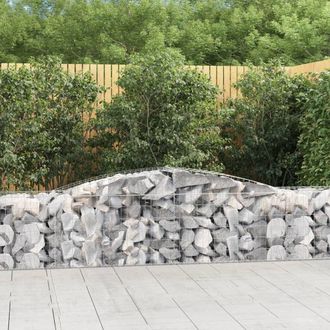 Berkfield Home Arched Gabion Baskets 7 pcs 400x50x60/80 cm Galvanised Iron in Silver