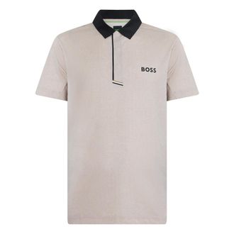 HUGO BOSS Tops, Heren, Beige, XS, Polyester, Polo met korte mouwen en logo