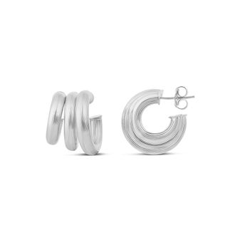 SHYMI Triple Textured Statement Hoop Earrings - 14K Gold Filled, Rhodium Plated, Day to Night