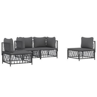 vidaXL Juego Muebles De Jard&iacute;n 4 Pzas Y Cojines Acero Gris Antracita Vidaxl