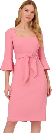 Adrianna Papell Womens Bell Sleeve Tie Front Dress - Pink - Size 14 UK