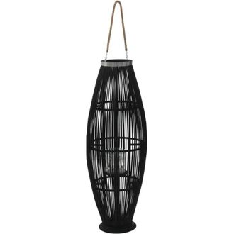 vidaXL Hanging Candle Lantern Holder Bamboo Black 95 cm vidaXL