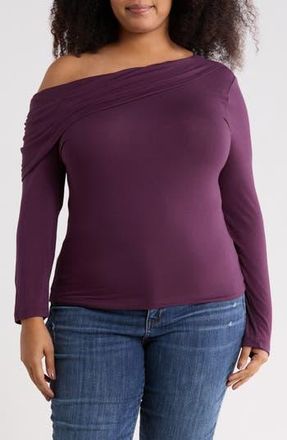 Renee C One-Shoulder Stretch Modal Top in Prune at Nordstrom Rack, Size 2X