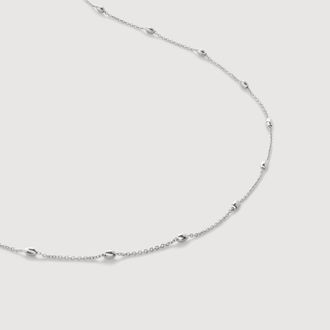 Monica Vinader Sterling Silver Oval Station Chain Necklace