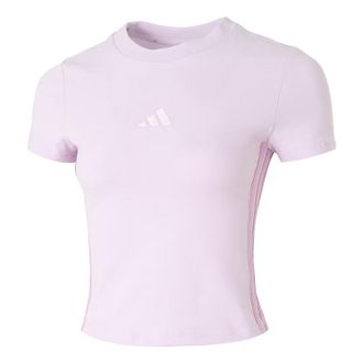 adidas (WMNS) adidas Essentials Loose 3-Stripes Cropped T-Shirt Asia Sizing Pink JE1248