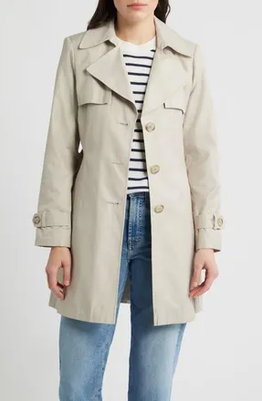 Via Spiga Water Resistant Cotton Blend Trench Coat in Tone Cream at Nordstrom, Size X-Large