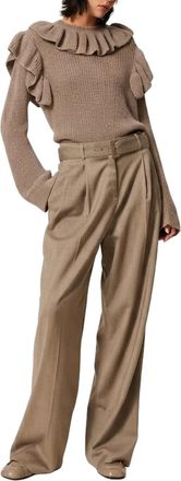 Twin-Set High-Waisted Belted Wide-Leg Pants