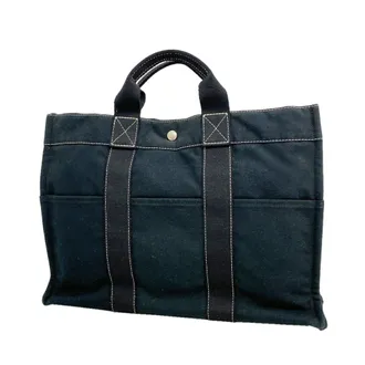 Herm&egrave;s Black Canvas Tote Bag (Pre-Owned)