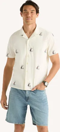Nautica Mens Embroidered Short-Sleeve Camp Shirt