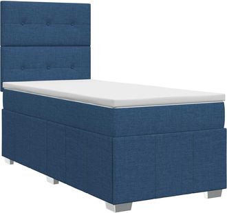vidaXL Cama Box Spring Con Colch&oacute;n Con Cabecera Azul 100 X 200 Cm Tela Vidaxl