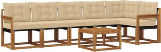 vidaXL Conjunto De Sof&aacute;s De Exterior 7 Uds. Natural Y Beige Vidaxl