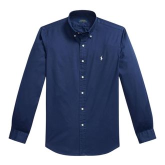 Ralph Lauren Casual Shirts, male, Blue, Size: XL Custom-fit Twill Shirt