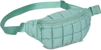 Sol and Selene Womens Resurgence Quilted Puffer Nylon Belt Bag In Pistachio