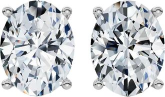 Tilla 14kt witgouden stud oorbellen met ovaal diamant - Zilver