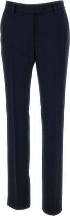 Alberto Biani Blue Cady Slim Straight-Leg Pants