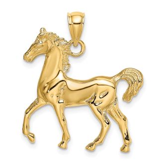 Diamond2Deal 10k Yellow Gold 2-D Polished Horse Charm
