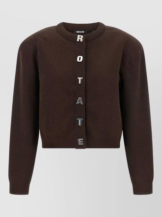Rotate knit cardigan crew neck ribbed trims
