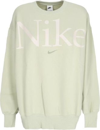 Nike Oversized Crewneck Sweatshirt met Logo - Dames - Sportshirts - Groen - L - Katoen - Fitness