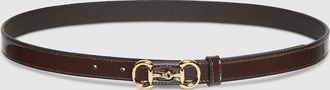 Gucci Thin Belt With Horsebit Buckle, Brown, Leather