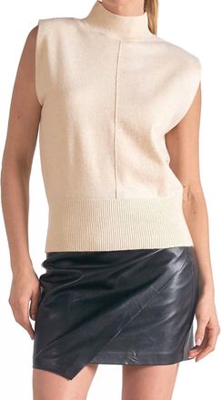 Elan Sleeveless Mock Neck Sweater In Off-White