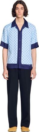 Sandro Micro cross motif shirt in Sky Blue at Nordstrom, Size Xx-Large