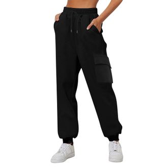Generic FNKDOR Cargo Trousers Women Baggy Straight Leg Joggers Womens Jogging Bottoms Plain Tracksuit Bottoms High Waisted Workout Basic Sport Gym Casual Loun