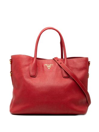 Prada 2000-2025 Vitello Daino Open Convertible Tote satchel - Rosso