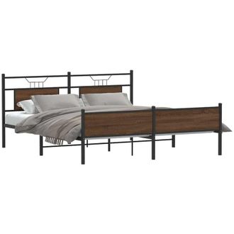 vidaXL Vidaxl - Estructura De Cama Sin Colch&oacute;n Metal Roble Marr&oacute;n 183x213 Cm