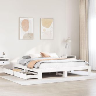 Berkfield Home Bed Frame without Mattress White 180x200 cm Super King Solid Wood Pine