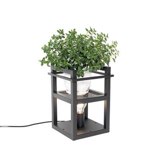 QAZQA Qazqa Industrial L&aacute;mpara De Mesa Industrial Negra - Cage Rack Acero Rectangular Adecuado Para Led Max. 1 X 60 Watt