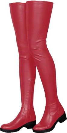 Generic Womens Boot Over The Knee Retro Casual Boots Square Heel Side Zipper Style Pole Dance