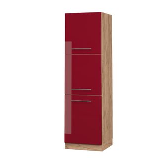 Vicco Armario Para Horno Empotrado Fame-line, Rojo Burdeos Alto Brillo, 60 Cm