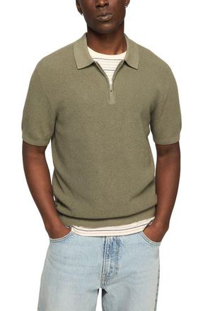 Lucky Brand Quarter Zip Polo Sweater in Sea Spray at Nordstrom, Size Xx-Large