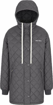 Miu Miu Grey Quilted Hood Jacket