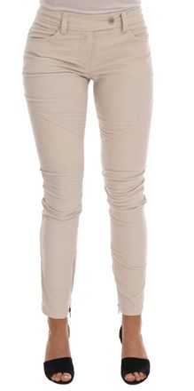 Ermanno Scervino Womens Corduroy Pants Zip Fly Biker Style - Nude Cotton - Size EU 40 (Womens)