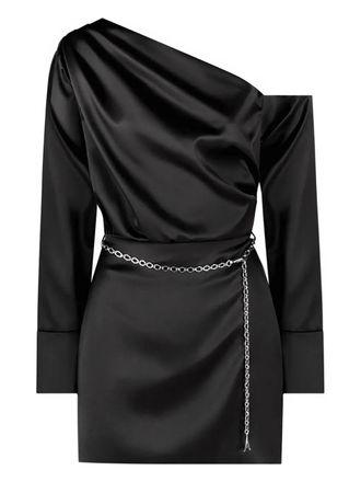 Mani&egrave;re De Voir draped asymmetric mini dress - Black