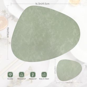 OEM Juego De 6 Manteles Individuales Y Posavasos, Manteles Individuales Redondos De Piel Sint&eacute;tica, Impermeables Por Ambos Lados, Lavables, Antideslizante