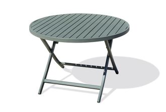 DCB Garden Mesa de jard&iacute;n redonda plegable de aluminio