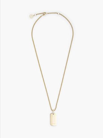 Tommy Hilfiger Ionic Gold-Plated Crystal-Embellished Dog Tag Necklace