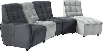 Vente-Unique Vente-unique - Divano Relax Angolare Modulare In Velluto Grigio E Antracite - Alford