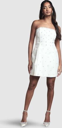 Coast Hotfix Diamante Bridal Mini Dress in Ivory at Nordstrom, Size 10
