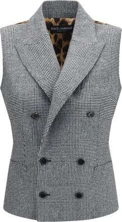 Dolce & Gabbana Gilet Principe di Galles Doppiopetto - - Jackets - Donna - Grigio - M