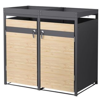 ML Design Cobertizo doble para cubos 240l antracita con techo para plantaci&oacute;n