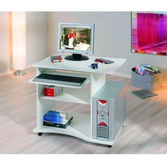 Altobuy Mini ufficio con ruote bianco, 80x75x50 cm