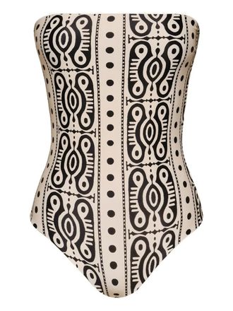 Johanna Ortiz Alta Mar printed swimsuit - women - Polyamide/Elastane - L - Neutrals