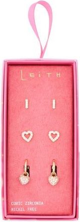 Leith Assorted 3-Pack Earrings Set in Pink- Gold at Nordstrom Rack