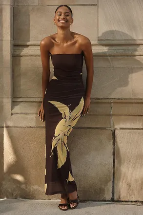 Bardot Ciera Strapless Mesh Maxi Dress