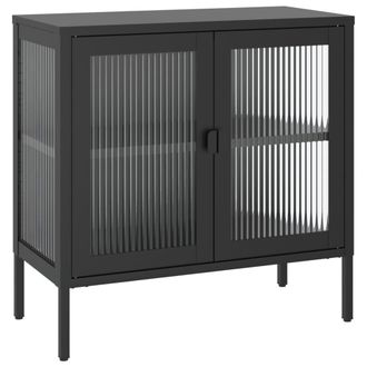 vidaXL Aparador De Vidrio Y Acero Negro 70x35x70 Cm Vidaxl