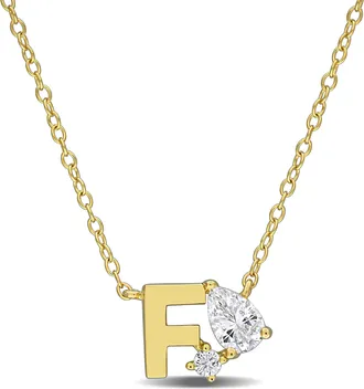 Mimi & Max 3/4ct TGW Created White Sapphire Q Initial Necklace Yellow Plated Sterling Silver