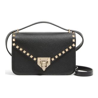 Valentino Tassen, Dames, Zwart, ONE Size, Leer, Rockstud Small Shoulder Bag